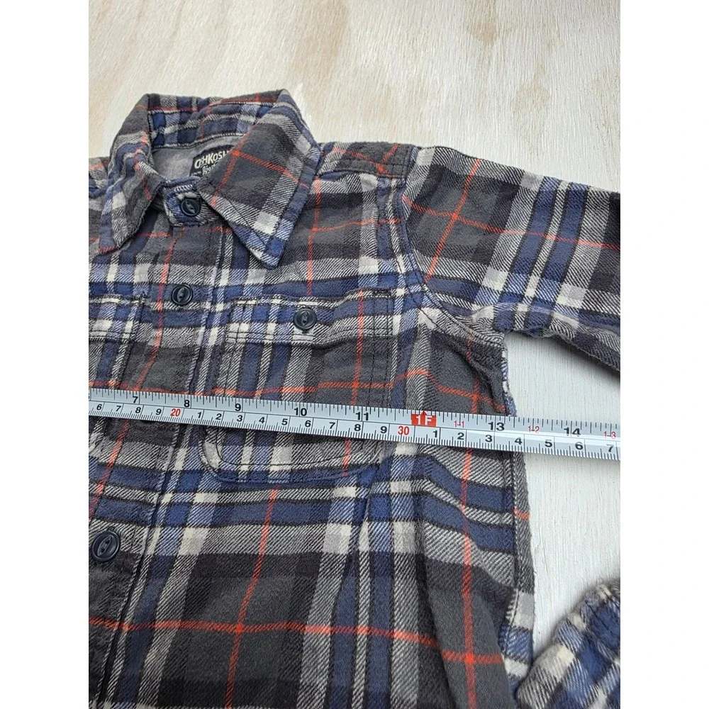 OshKosh Bgosh Kids Size 5 Blue Orange Plaid Flannel Button Down Shirt Western